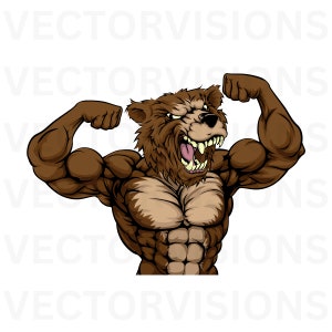 Imágenes Prediseñadas de lobo salvaje, imágenes prediseñadas de lobo musculoso, lobo con músculo, imágenes prediseñadas de flexión de lobo, ideas de gimnasio, logotipos de gimnasio, ideas de negocios, flexión de animales
