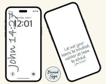 Juego de fondos de pantalla para teléfono con versículo bíblico alentador - Juan 14:27 - Pantalla de bloqueo y diseños de pantalla de inicio para iPhone y Android