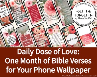 AMOR Versículos bíblicos temáticos iPhone Wallpaper - Descarga digital de un mes para inspiración y aliento diarios