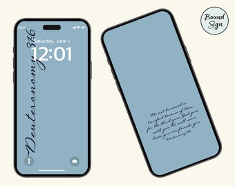 Juego de fondos de pantalla para teléfono con versículo bíblico alentador - Deuteronomio 31: 6 - Diseños de pantalla de bloqueo y pantalla de inicio para iPhone y Android