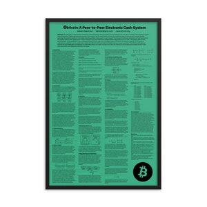 Bitcoin Whitepaper Framed Poster (24″×36″) - Green