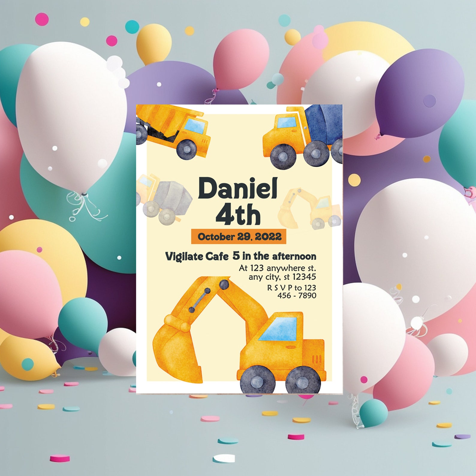 Children's Party Invitations, Printable Invitations, Kids Birthday