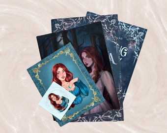 The Seeking Books 1 and 2 Signed Paperbacks & Character Art Bundle: Character Cards + 2” Circle Sticker