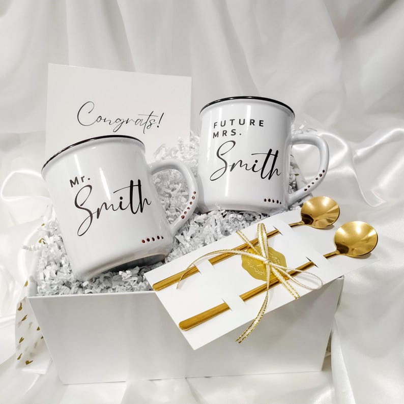 Engagement Gift Box, Engagement Gifts, Engagement Gifts For Couple, Mr and Mrs Mugs, Future Mrs Mug, Engagement Mug, Newly Engaged Gift image 2