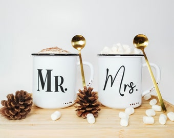 Mr and Mrs Mugs, First Christmas Married, Anniversary Mugs, Wedding Gifts, His and Hers Mugs, Newly engaged gift, Christmas Couple Mugs