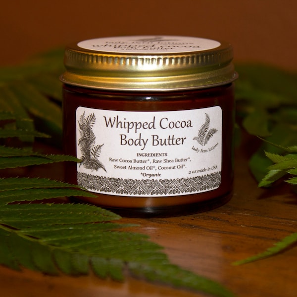 Whipped Cocoa Body Butter, 100% Natural & Organic, Raw Shea Butter, Raw Cocoa Butter