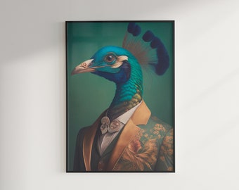 Retrato de pavo real victoriano