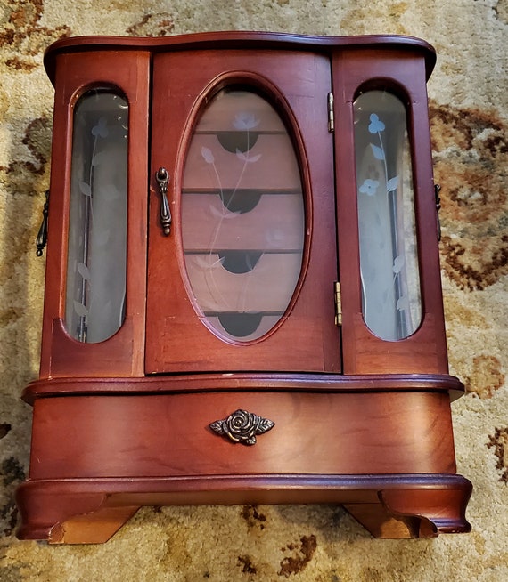 Mini Jewelry Box Cabinet Armoire 