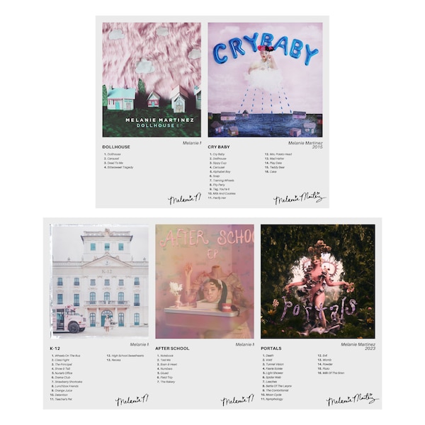 Melanie Martinez Set mit 5 Digital Download Prints - Die gesamte Diskographie-Sammlung