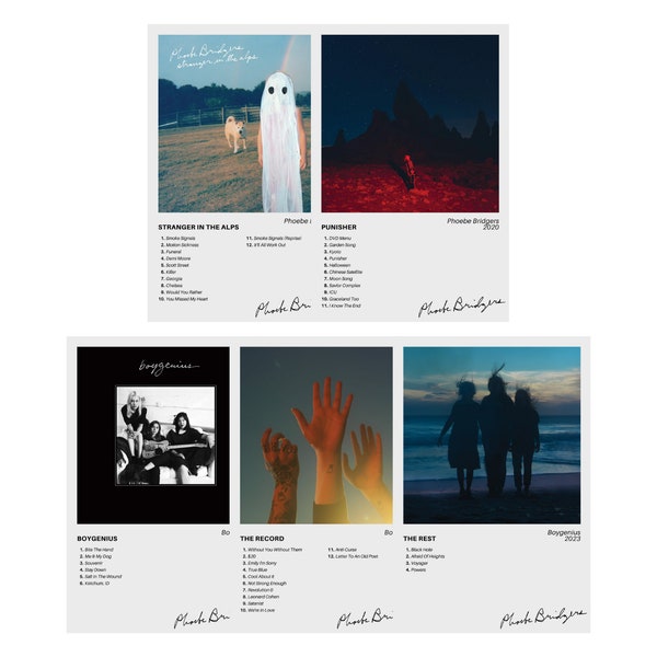 Phoebe Bridgers & Boygenius Set of 5 Digital Download Prints - The Full Discography Collection