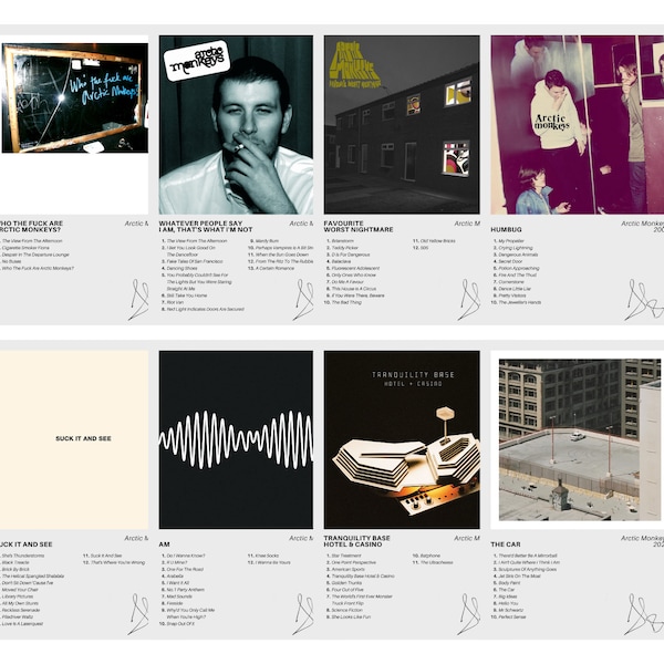 Arctic Monkeys Set of 8 Digital Download Prints - The Full Discography Collection