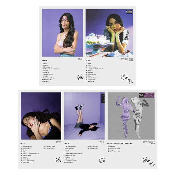 Olivia Rodrigo Set of 5 Digital Download Prints - The Full Discography + Alternate Covers Collection