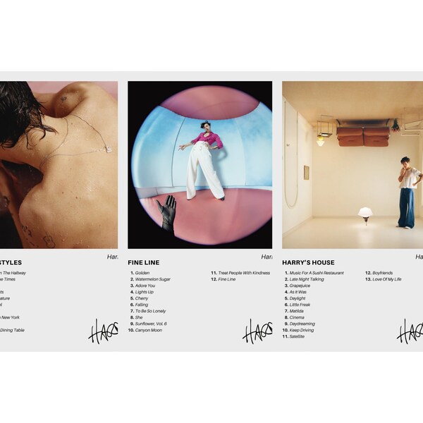 Harry Styles Set of 3 Digital Download Prints - The Full Discography Collection