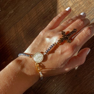 Bracelet cross, Gold Plated Bronze bracelet, Christian Bracelets, Religious Bracelets, Gifts for Her, Women Accessories, Unique accessories