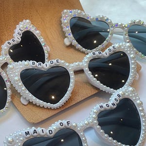 Gafas de sol de cristal con perlas para novia, gafas de boda con diamantes de imitación para novia, gafas de sol personalizadas para despedida de soltera, regalo de despedida de soltera.