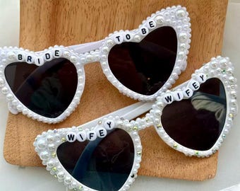 Personalized Bride To Be Sunglasses,Bride Sunglasses,pearl sunglasses bride,Bride Heart Sunglasses,Bridal Shower,Bachelorette Sunglasses