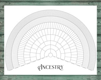 9 Generation Fan Chart, Print & Fill, Digital Printable Fan Chart, Genealogy, Family History, Ancestry, 48 x 36 inch, Family Tree Wall Art