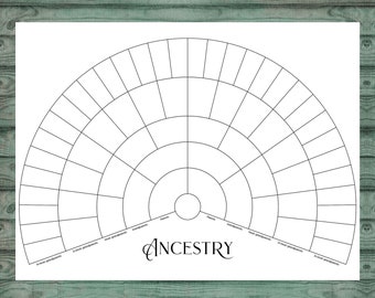 6 Generation Genealogy, Print & Fill, Family Tree Wall Art, Digital Printable Fan Chart, Family History, Genealogy, Ancestry, 24 x 18 inch