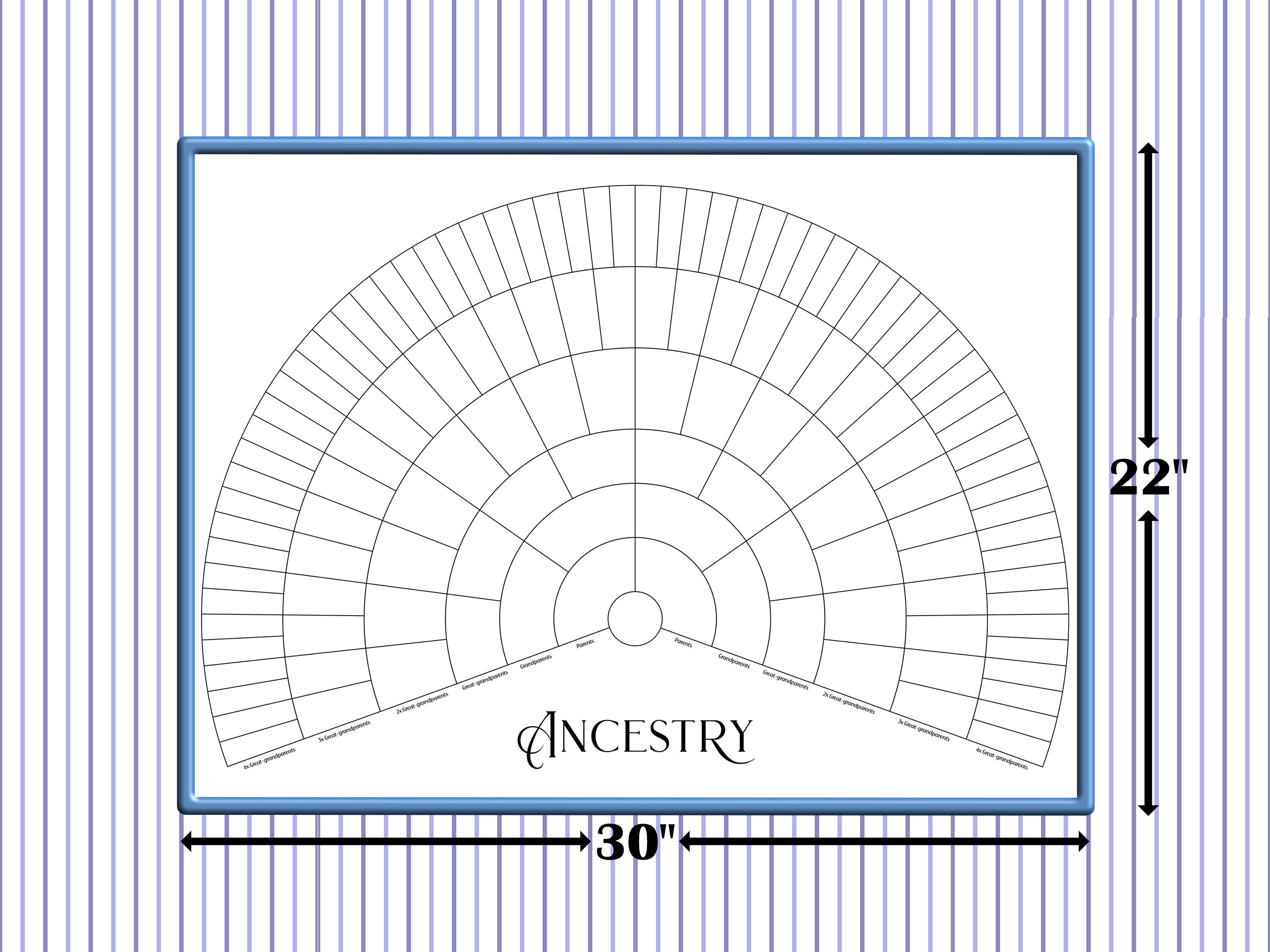 7 Generation Genealogy, Family Tree Wall Art, Print &amp; Fill, 30 X 22 ...