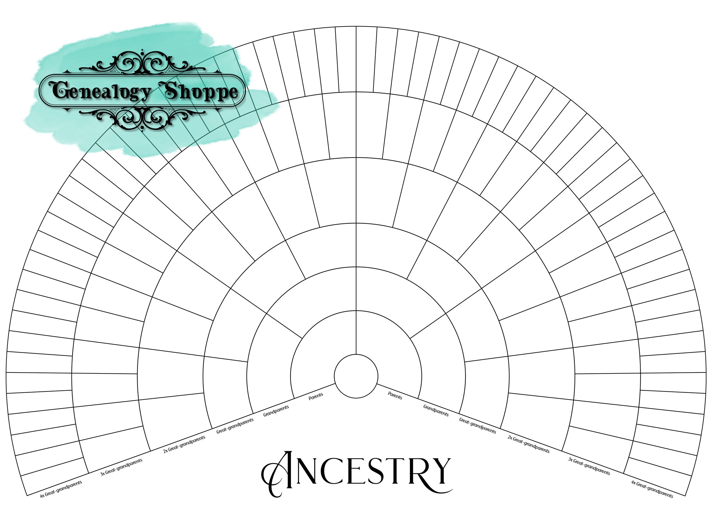 7 Generation Genealogy, Family Tree Wall Art, Print &amp; Fill, 30 X 22 ...