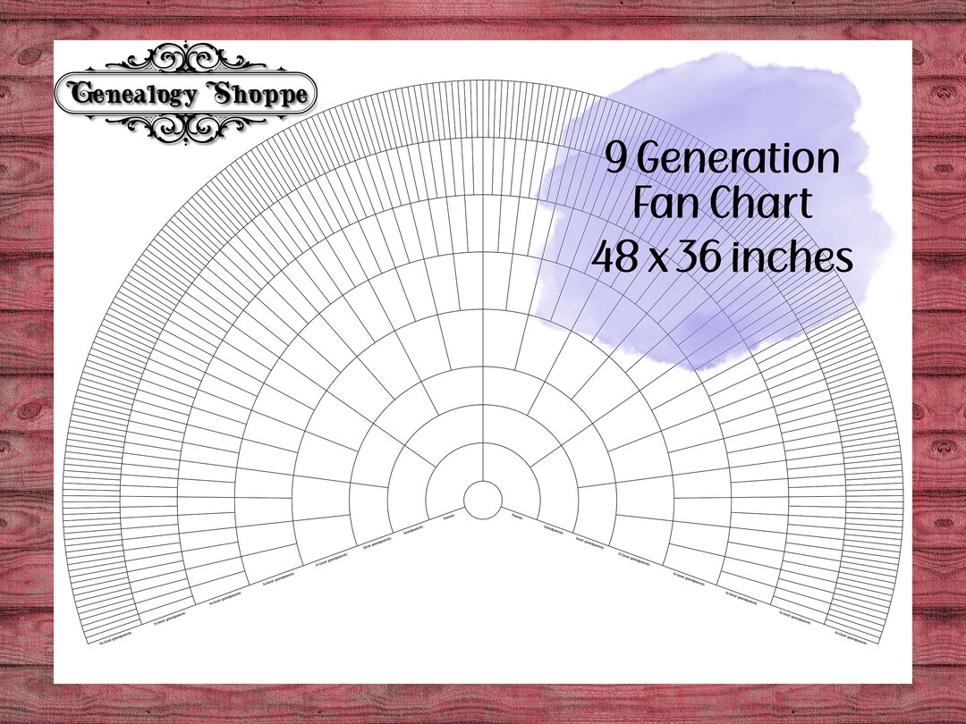 9 Generation Fan Chart YOU PRINT and FILL Genealogy - Etsy