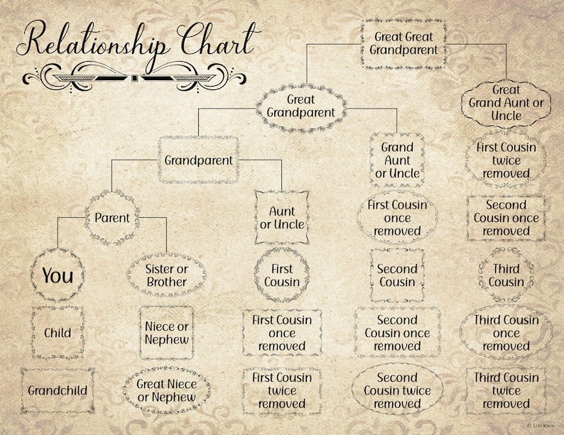 Genealogy Cousin Chart Cousin Finder Family Relationships - Etsy