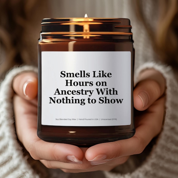 Family History Humor Candle, Funny Genealogist Gift, Quirky Candle for Researchers, Genealogy Gift for Researchers