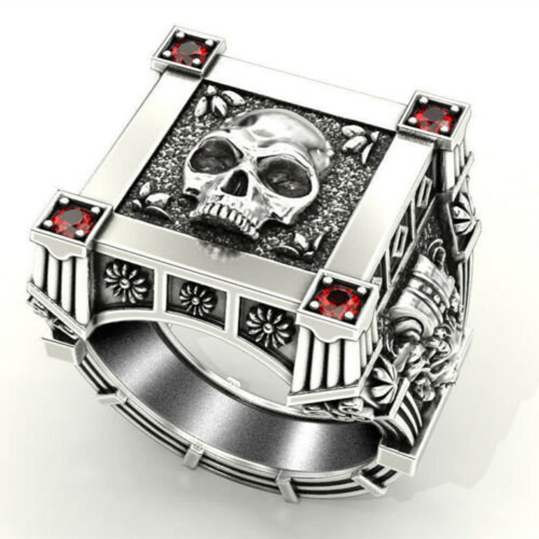 Men Skull Ring 925 Silver Filled Ring, Skull Made ,ring Gothic