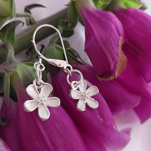 Sterling Silver Flower Leverback Earrings