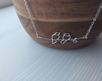 Sterling Silver Love Birds Necklace