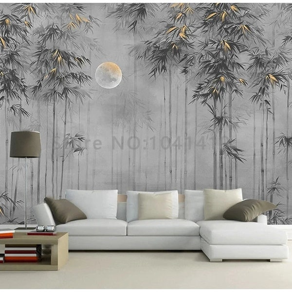 Chinese Bamboo Tree, Nature 3D Wallpaper, Custom Size Wallpaper, Accent Wallpaper, Wall Covering, Custom Design Wall Décor, Free Shipping