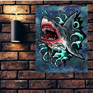 Great White Shark Wall Art, shark, great white shark, shark week, sharks, digital download. wall art, printable, jpg, digital art, print