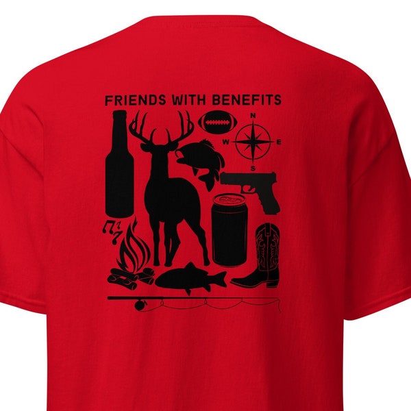 Friends with Benefits - Men's Graphic Tshirt (large back design) Funny guys shirts, bromance shirts, guys hang out shirt, best buds shirt