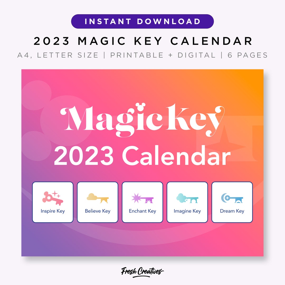 Printable 2023 Magic Key Calendar Blockout Dates Disneyland Etsy