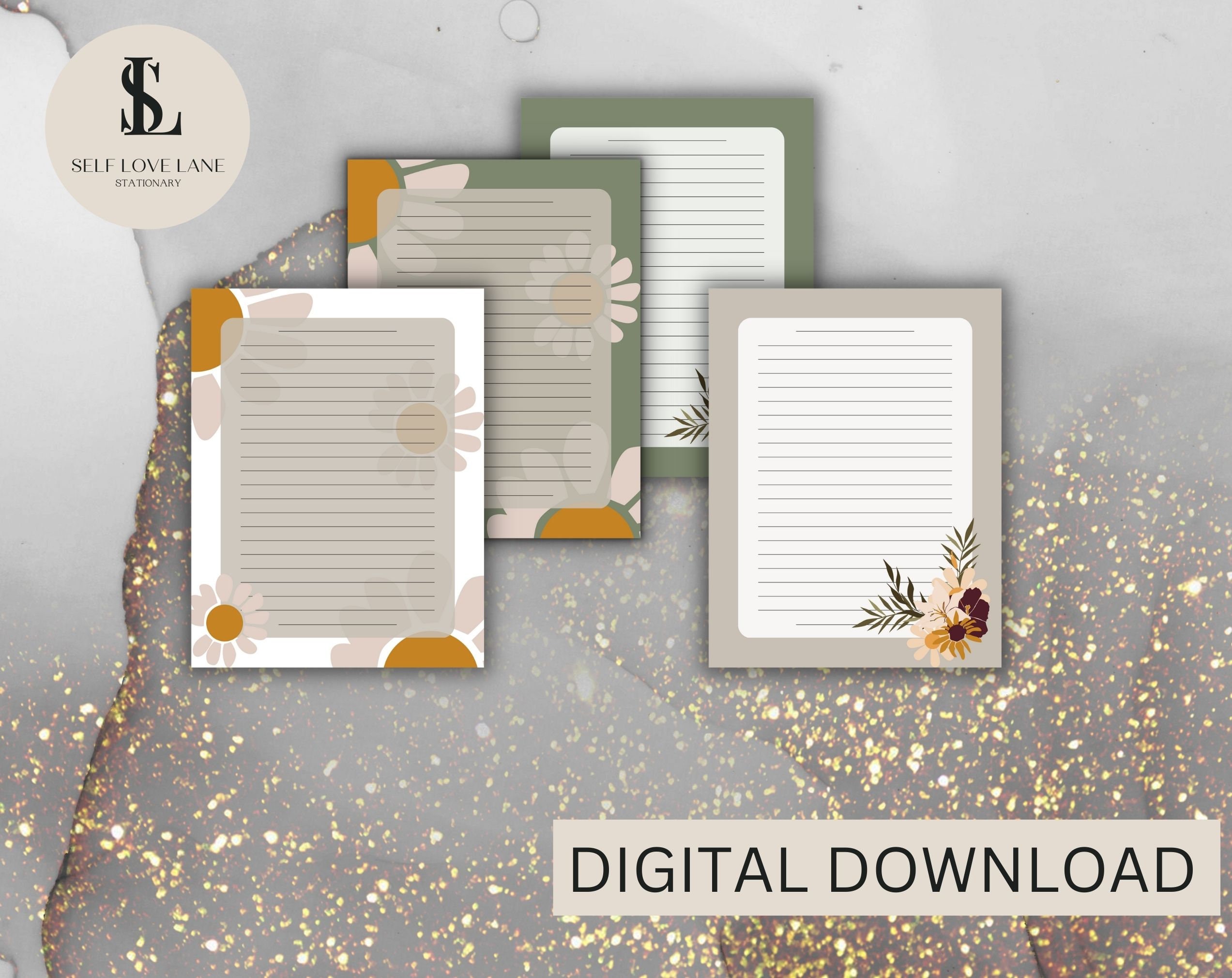 Printable Stationery Set US Letter Size PDF, Instant Download ...