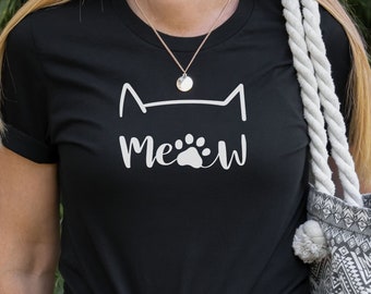 Cat Lover Shirt Gift For Her Meow Tee For Him Cat T-Shirt Animal Lover