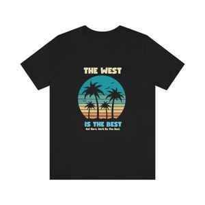 Retro Sunset T-Shirt Cadeau voor haar West is het beste T-shirt voor hem West Retro Shirt afbeelding 2