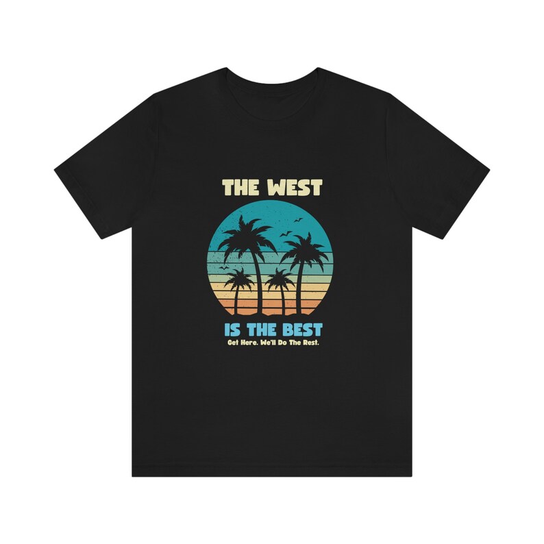 Retro Sunset T-Shirt Cadeau voor haar West is het beste T-shirt voor hem West Retro Shirt afbeelding 2