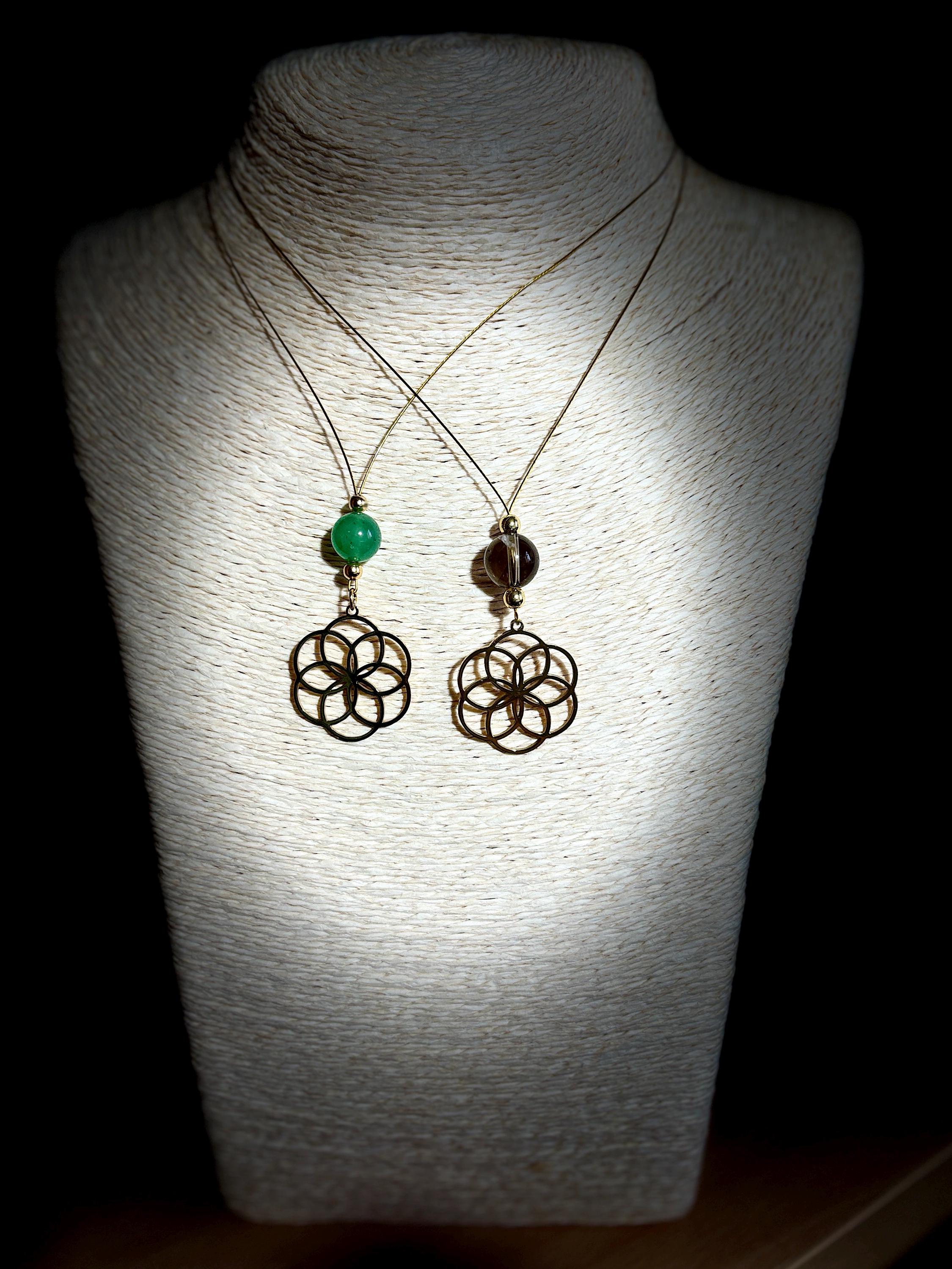 Gold or silver stainless steel seed of life choker with mineral, geometric jewelry, sacred geometry necklaces.