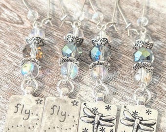 Reversible Dragonfly Earrings: Iridescent Crystal, Whimsical Fairycore Jewelry