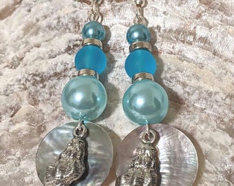 Silver Seashell Charm Earrings: Boho Beach Coastal Jewelry