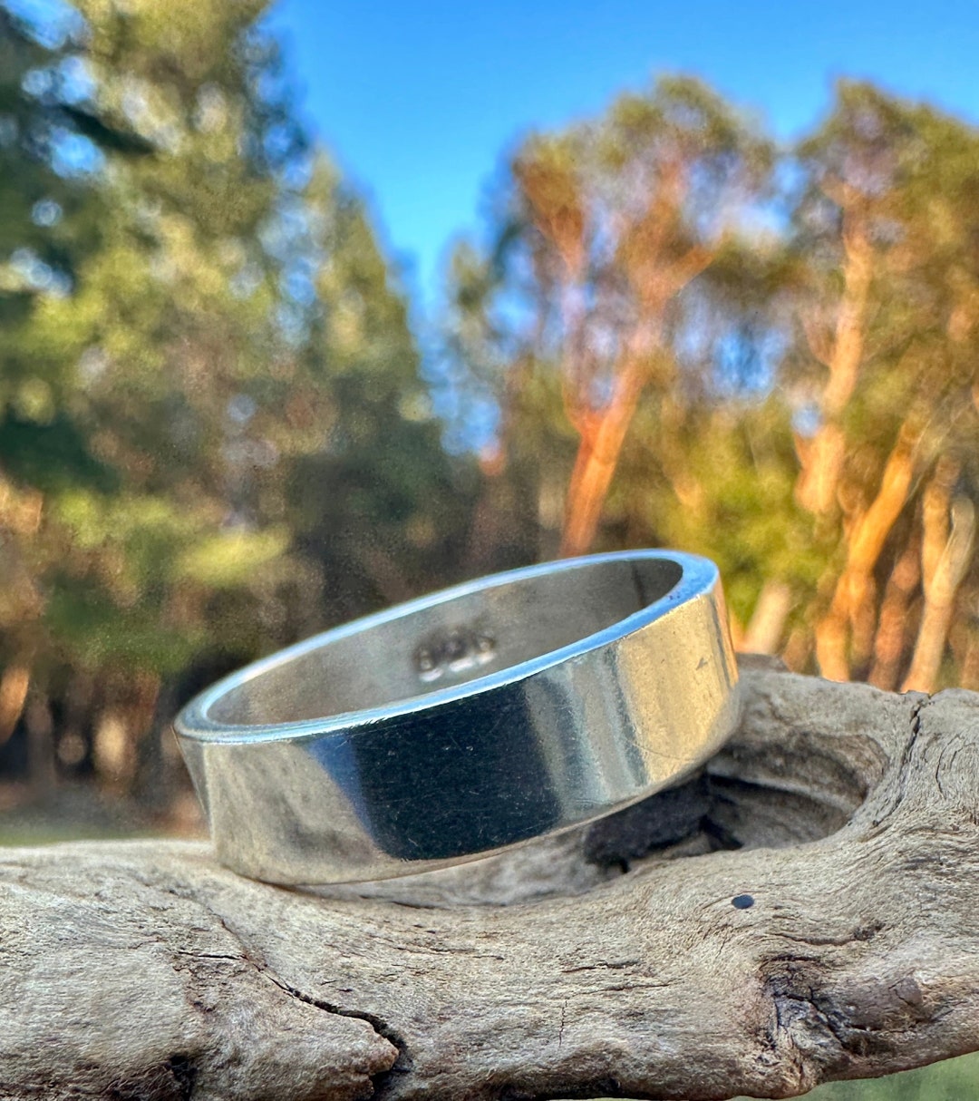 Simple Silver Band 6.5mm Wide Ring Thick Band Ring Wedding Band Heavy