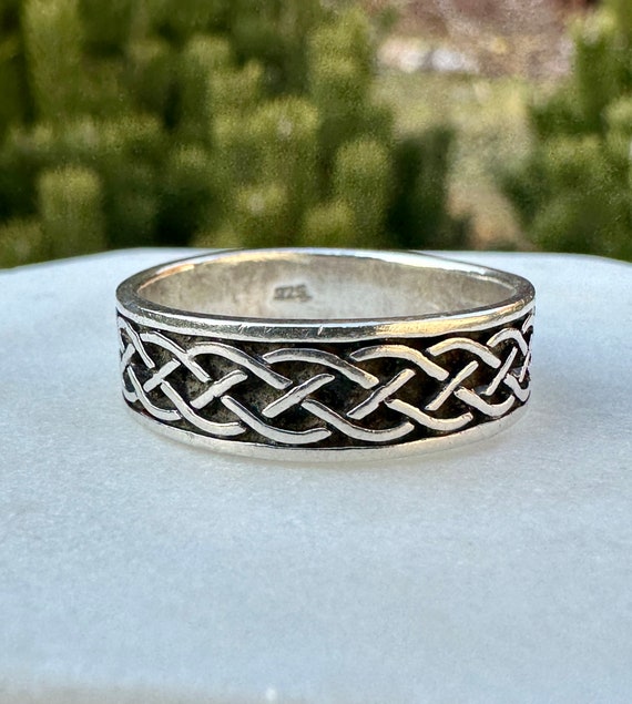 Celtic Style Band | 925 Sterling Silver | Entwine… - image 1