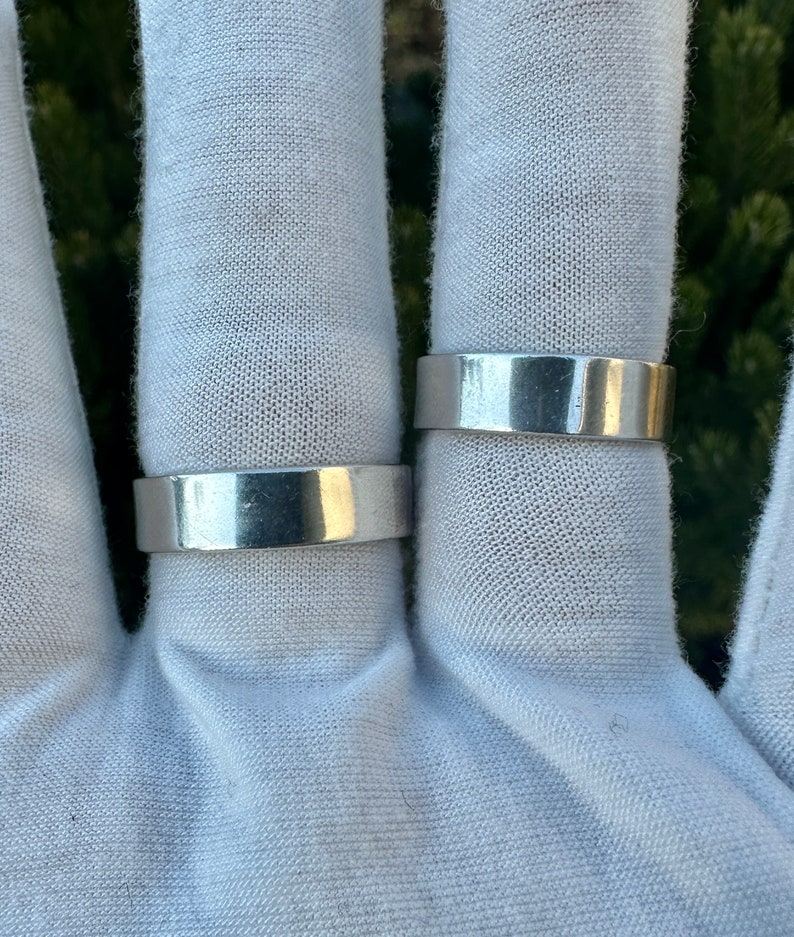 Simple Silver Band 6.5mm Wide Ring Thick Band Ring Wedding Band Heavy