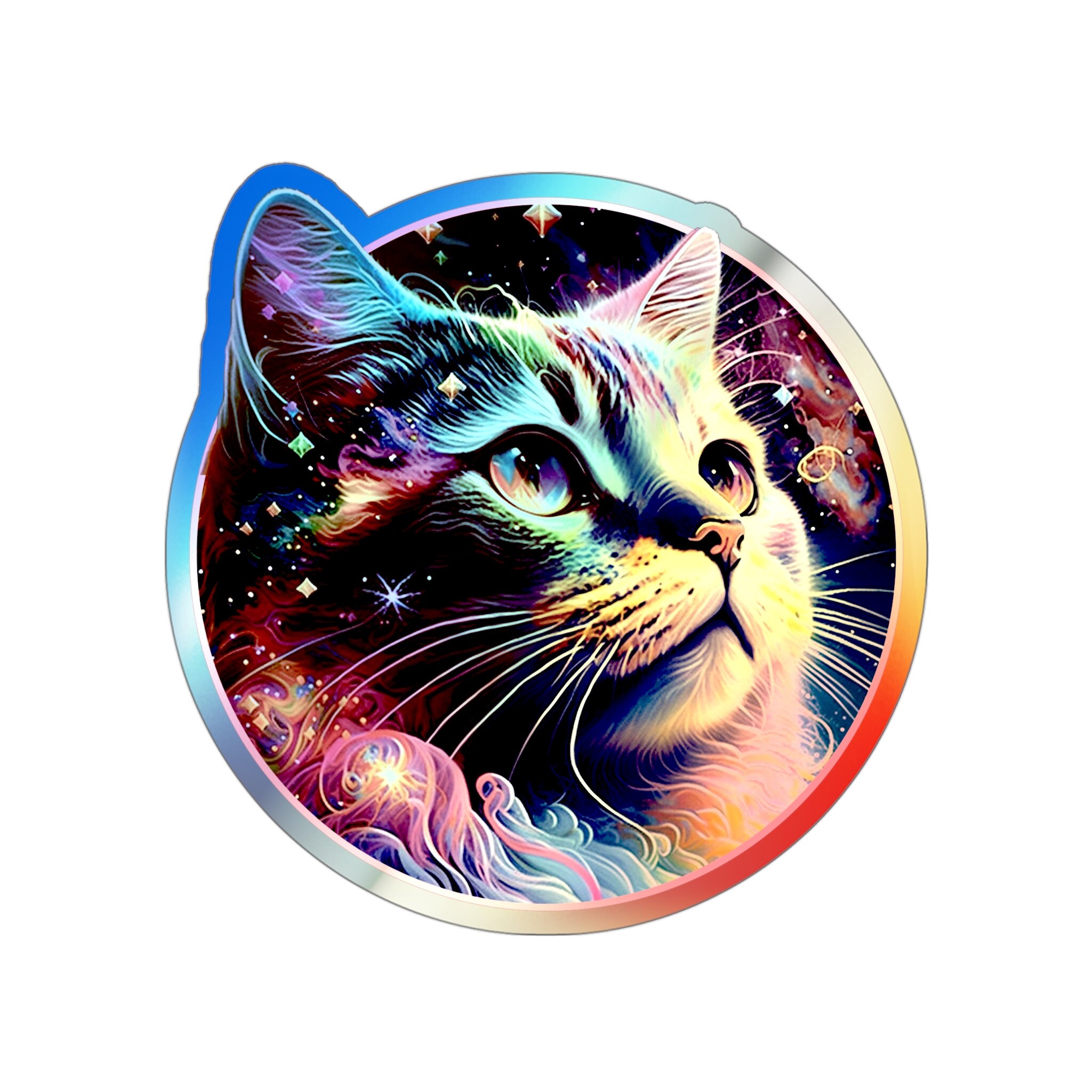 Kid Cat Sticker Holographic Stickers, 90's Kid, Cats, Cat Rainbow, 80's, 90's, Rainbow ...