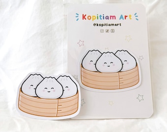 Chinese Dim Sum Steam Bun Vinyl Sticker | Cute Asian Food Sticker Stationery