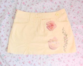 y2k coquette mini skirt cupcake floral graphic low rise