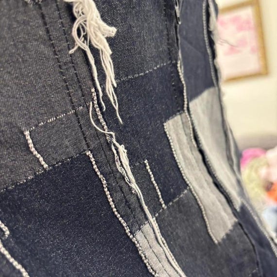y2k patchwork denim dress - image 4