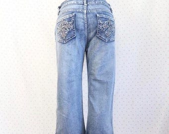 suka jeans rhinestone cross distressed capri jeans y2k mcbling