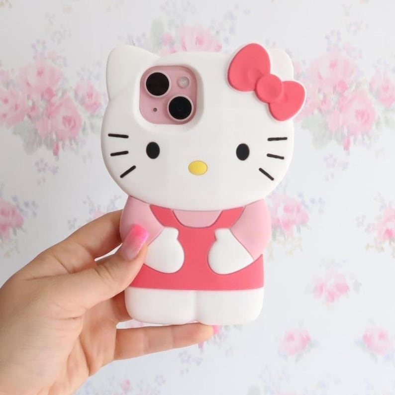 Y2K Hello Kitty Pink 3D Phone Case iPhone 15 — Coquette / Kawaii Scene Accessory image 1